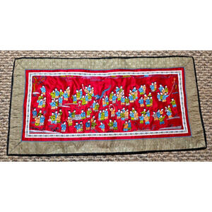 Vtg Beijing Chinese Silk Hand Embroidery 100 Children Playing Art Panel 25x13